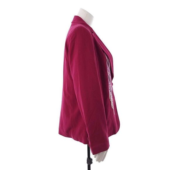 NEW Bob Mackie Blazer Jacket Size S Fuchsia Embroidered Beaded - Picture 2 of 11